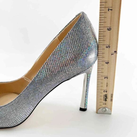 Jessica Simpson Rexha Silver Iridescent Snakeskin Iridescent Glam Stiletto Heels - Picture 12 of 12